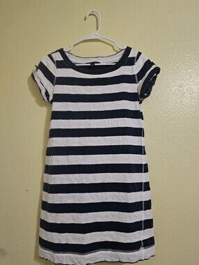 Women's Navy and White Striped Short Sleeve Dress